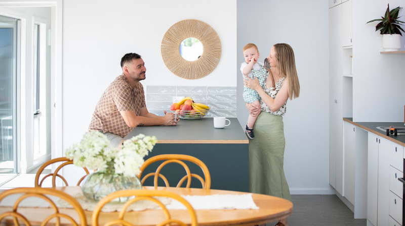 Family in kitchen at North Wright
