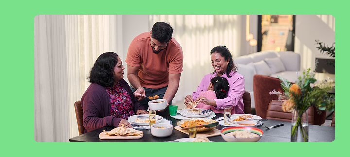 Family eating dinner