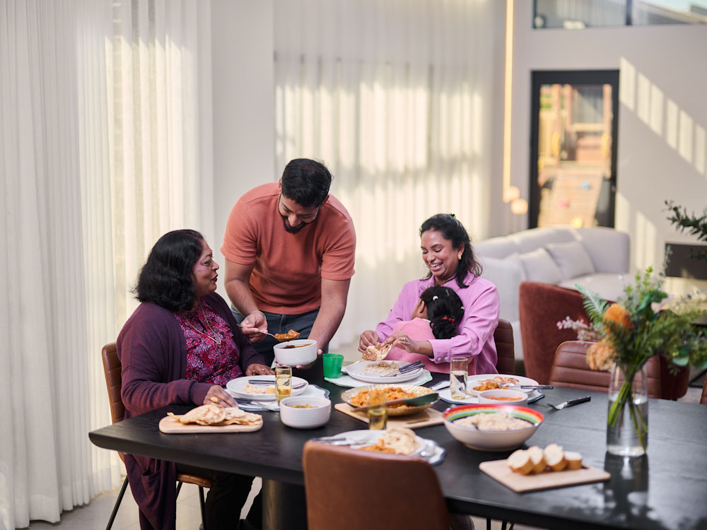 Family eating dinner